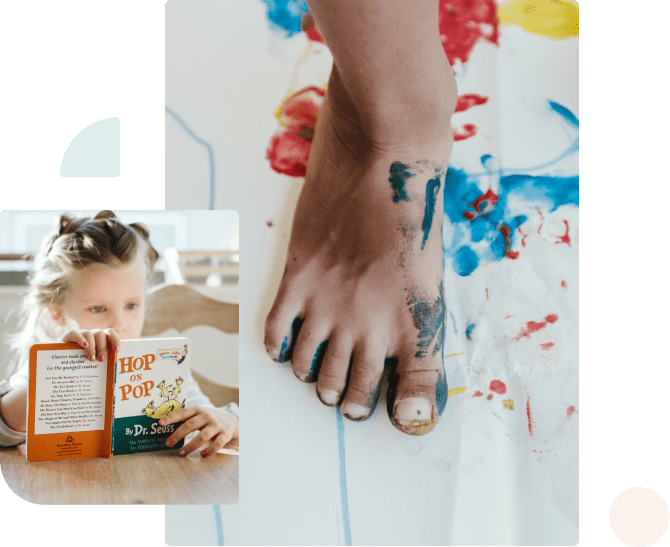 Feet with Paint and Child Reading Feet with Paint and Child Reading